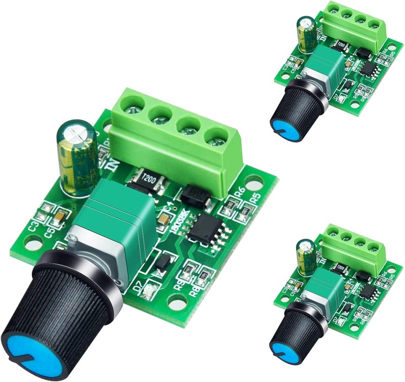 ALEDECO PWM Low Voltage DC Motor Speed Controller 1.8V 3V 5V 6V 12V 2A 24W Adjustable Driver Switch 3Pack - Image 1